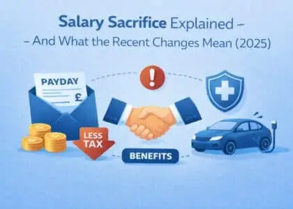 Salary sacrifice explained with 2025 changes showing reduced tax, employee benefits, electric car scheme and health benefits in the UK
