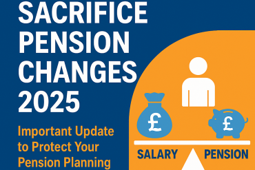 Salary sacrifice pension changes 2025 infographic showing the new £2,000 NI-free cap explained with salary and pension icons.